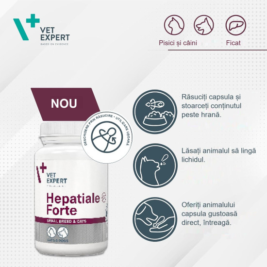 Hepatiale Small Breed Vet Expert – Supliment Hepatoprotector pentru Câini de Talie Mică, 40 Capsule Twist-Off